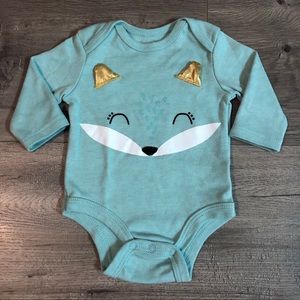 Emily and Oliver Blue/Gold Fox Onesie 0-3 Months